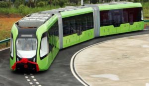 Новый китайский трамвай без машиниста и без рельса - произведение искусства