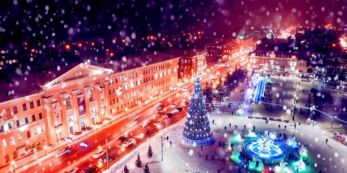 Ночной г. Томск, вечерние и ночные фото и видео к Новому году